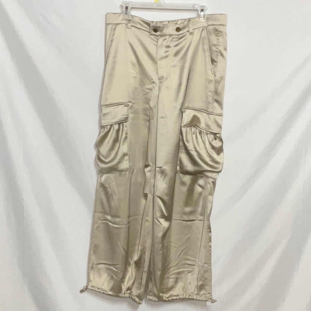 Banana Republic Tan Cargo Pants Utility Style Satiny Silky NWT